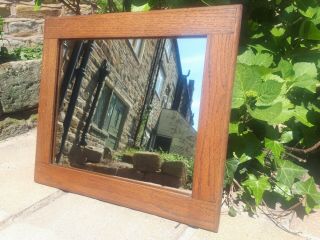 Vintage Antique Rectangular Oak Framed Mirror Heavy Wood Wooden Rustic Retro Old 6