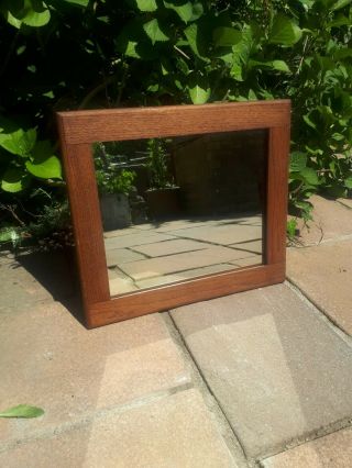 Vintage Antique Rectangular Oak Framed Mirror Heavy Wood Wooden Rustic Retro Old 8