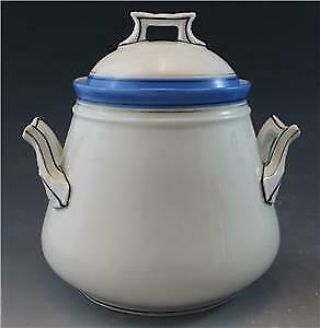 French Limoges Old Paris Porcelain Creamer Sugar & Waste Bowl w/ Celestial Blue 4