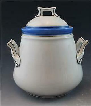 French Limoges Old Paris Porcelain Creamer Sugar & Waste Bowl w/ Celestial Blue 7