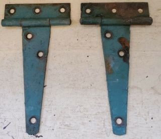 Pair Vintage Rustic Barn Door Gate Steamer Trunk T Strap Hinges