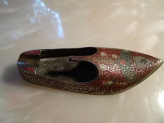 Antique Chinese Cloisonne On Silver Shoe