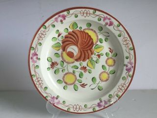 Antique Gaudy Dutch Kings Rose Plate Vine Border Soft Paste Pearlware 9 7/8 "