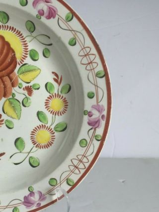 Antique Gaudy Dutch KINGS ROSE Plate VINE Border Soft Paste Pearlware 9 7/8 