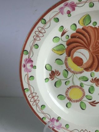 Antique Gaudy Dutch KINGS ROSE Plate VINE Border Soft Paste Pearlware 9 7/8 