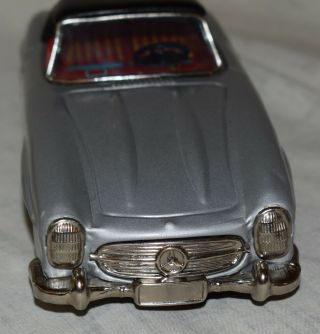 Vintage Bandai Tin Friction Mercedes Benz 300SL Silver Car - Japan 3