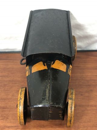 Vintage 1920’s J.  Chein & Co.  Tin Litho Pressed Steel Wind Up Yellow Taxi Toy 6