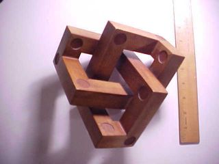 1950s Mid Century Modern Table Top Wood Sculpture An Exercise In Topology Vg,