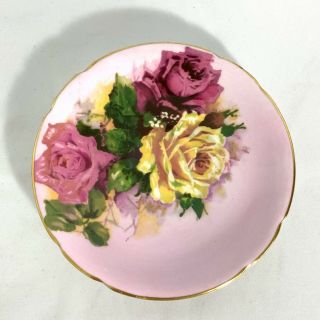 Vintage Stanley Pink Tea Cup & Saucer with Yellow & Pink Roses 6