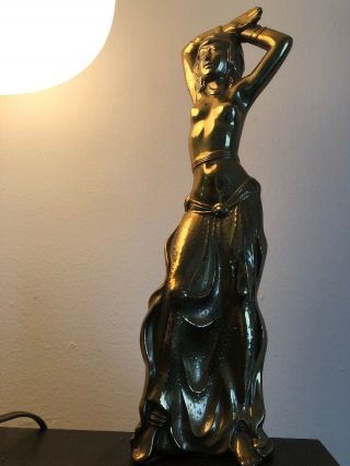 Vintage Art Deco Alba Art Belly Dancer Nude Metal Sculpture 13”