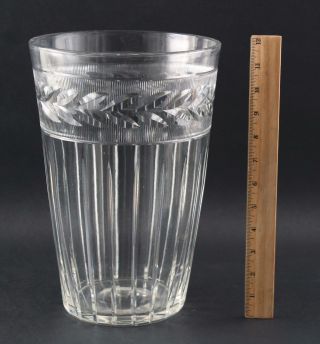 Very Large Antique Cut Crystal Glass Flower Vase,