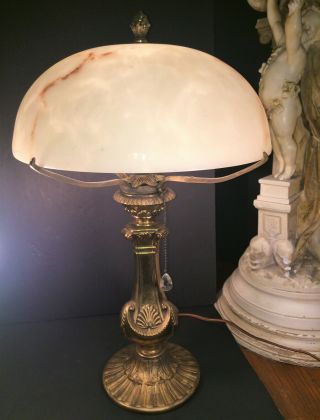 FINE ANTIQUE FRENCH ART DECO GILT BRONZE AND ALABASTER TABLE LAMP 1920 REDUCED$ 2