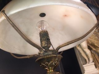 FINE ANTIQUE FRENCH ART DECO GILT BRONZE AND ALABASTER TABLE LAMP 1920 REDUCED$ 3