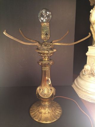 FINE ANTIQUE FRENCH ART DECO GILT BRONZE AND ALABASTER TABLE LAMP 1920 REDUCED$ 8