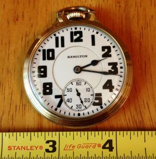 1936 Hamilton 992 Pocket Watch,  21 J. ,  Size 16,  Wadsworth 10k Gold - Filled Case