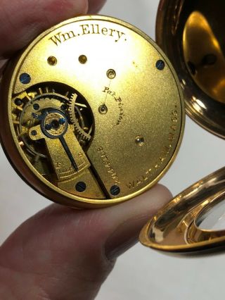 WALTHAM WILLIAM ELLERY MODEL 1873 POCKET WATCH IN 14K GOLD CASE 4