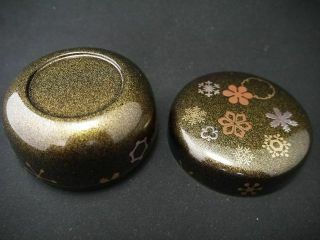 Japanese Lacquer Resin Tea caddy SNOW CRYSTALS design in makie HiraNatsume (402) 7