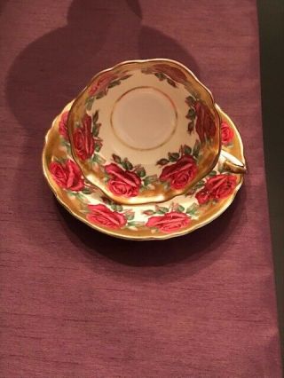 Paragon Cup and Saucer with Red Roses and gold leaf 5