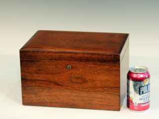 Antique Mahogany Box Cigar Humidor Benson & Hedges Milk Glass Lined
