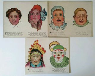 Vintage 1912 Funny Face Game Ideal Book Builders Paper Doll Punch Out Toy