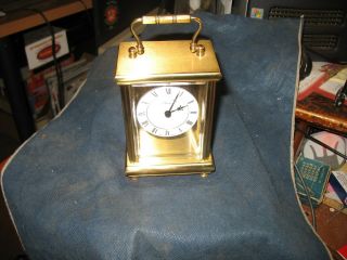 Vintage Brass Carriage Clock By Quincy,  England - German Quartz Movement