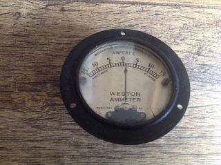 Weston Electrical Instruments Co Ammeter Panel mount vintage Steampunk 4