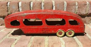 Antique Marx Motor Transit Pressed Steel Red Truck Trailer All