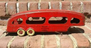 Antique Marx Motor Transit Pressed Steel Red Truck Trailer All 4