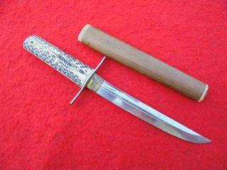 Wwii Japanese Tanto Blade Stag Handles Fighting Knife