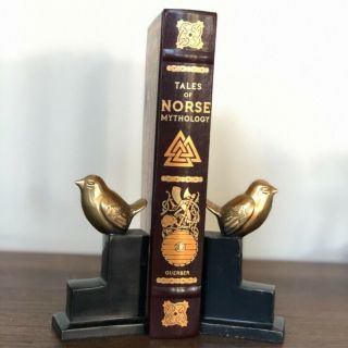 Vintage Art Deco Style Solid Brass Bird Bookends 5” Cute Chunky Birds