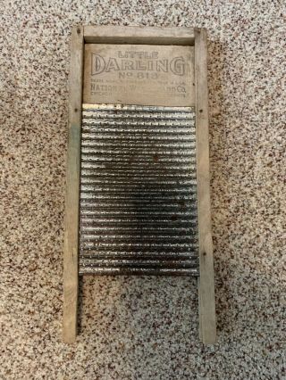 Antique Vintage Small Washboard " Little Darling " For Ribbons,  Hosiery,  Collars