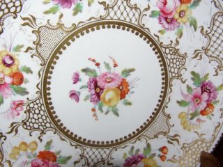 Antique English Hand Painted Plates w/ Gold & Floral Motif - Ca.  1840 2