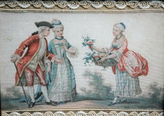 Signed Antique French 18th Century Silk Work Embroidery Tapestry Sampler C.  1780