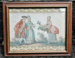 SIGNED Antique French 18th Century Silk Work Embroidery Tapestry Sampler c.  1780 4