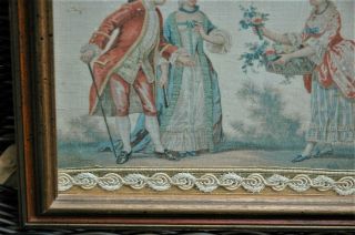 SIGNED Antique French 18th Century Silk Work Embroidery Tapestry Sampler c.  1780 5