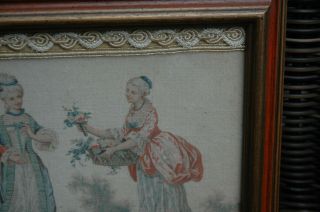 SIGNED Antique French 18th Century Silk Work Embroidery Tapestry Sampler c.  1780 8