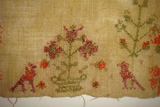 Antique marriage sampler with crowns alphabet 2