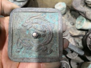 Chinese Old Bronze Feng Shui Dragon Bronze Mirror