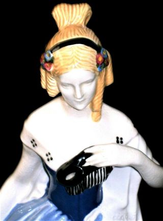 Antique Austria Wiener Werkstatte Emil Meier Lady With A Mask Ceramic Figurine