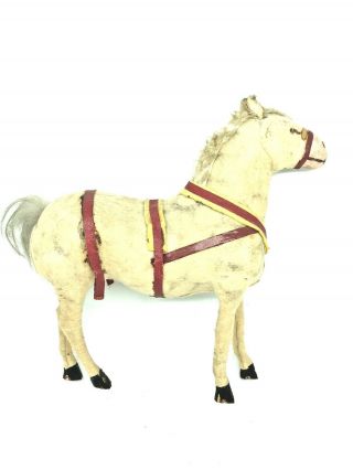 L17 Felting & Paper Mache Horse Toy Animal Wooden Sticky Legs Antique German 2