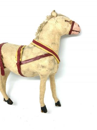 L17 Felting & Paper Mache Horse Toy Animal Wooden Sticky Legs Antique German 3