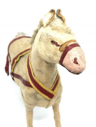 L17 Felting & Paper Mache Horse Toy Animal Wooden Sticky Legs Antique German 5