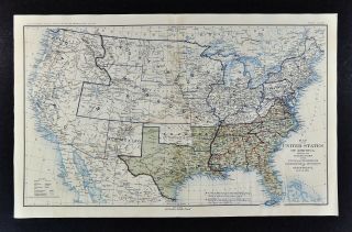 Civil War Map - United States Of America April 1865 Union Confederate Boundaries
