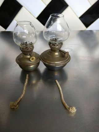 2 Vintage Brass Kelly Pixie Nursery Oil Lamp.  One Sherwood Large Small