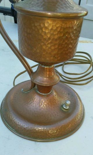 vintage hammered copper arts and crafts handled bedside table lamp 4
