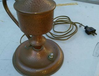 vintage hammered copper arts and crafts handled bedside table lamp 5