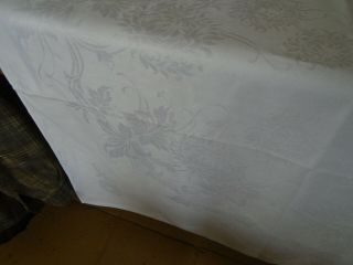 Large Vintage Irish Linen Damask Tablecloth - 71 X 88 Inches