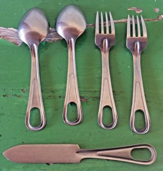 Vintage 5 Piece US Military Utensil Set Forks/Spoons/Knife Utica Cutlery Co UCCO 4