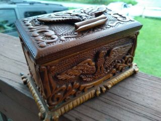 Old Antique Civil War Rare Carved Box Boston Corbett Tramp Art Abraham Lincoln