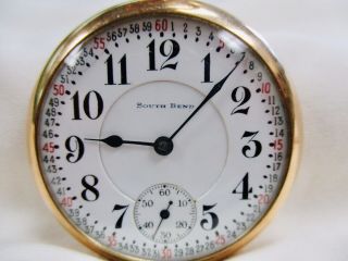 South Bend 21 Jewel Open Face 227 Railroad Pocket Watch - Fahys Case - - NR 2